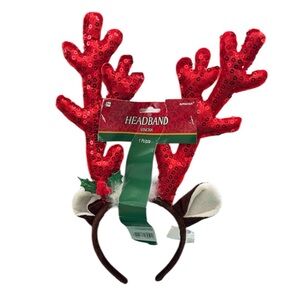 Amscan Red Sequin Antler Christmas Headband